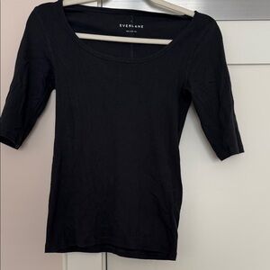 Everlane Women's Ribbed Black Short Sleeve Top
